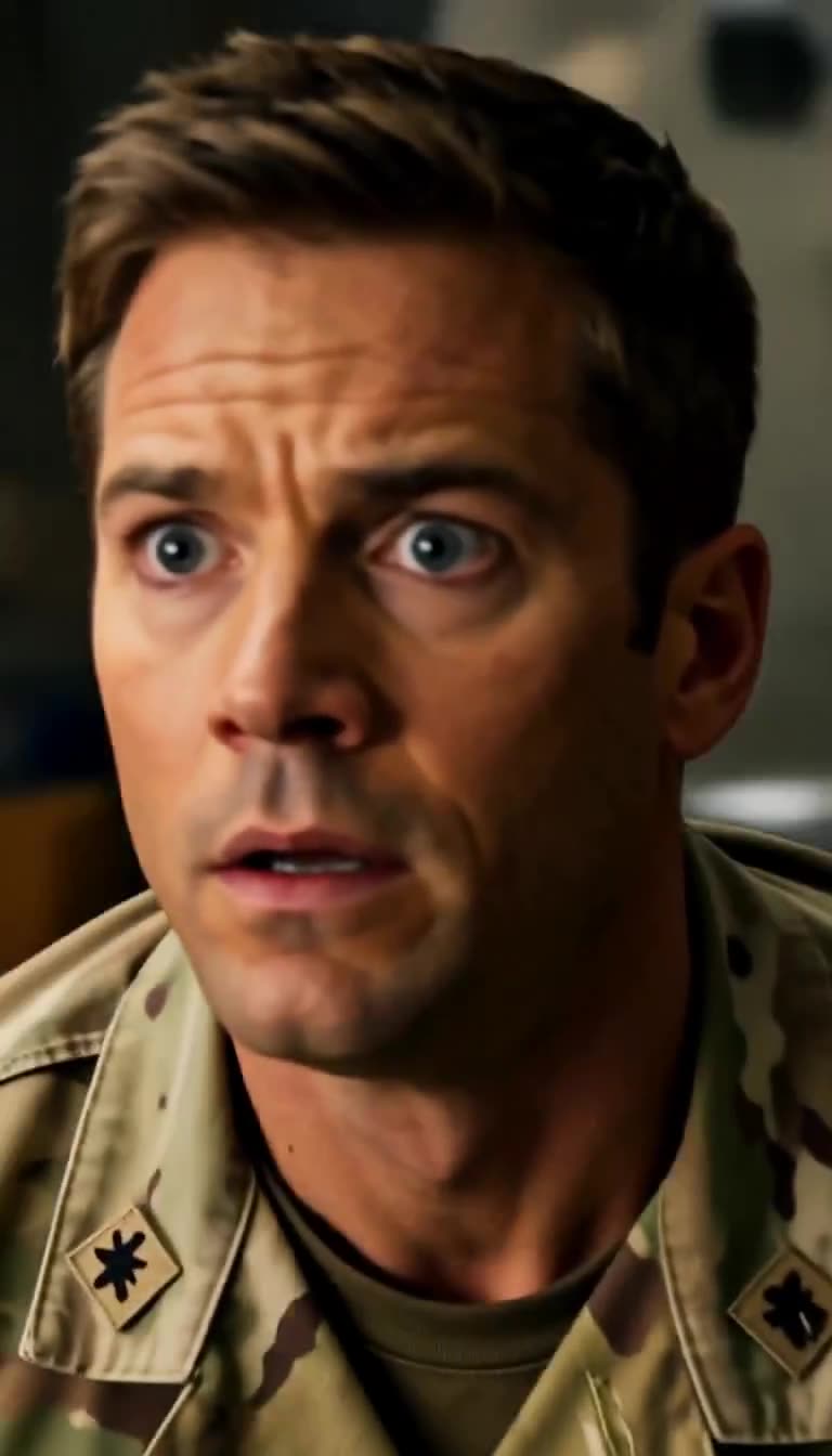 Private Mark stares in pale shock
