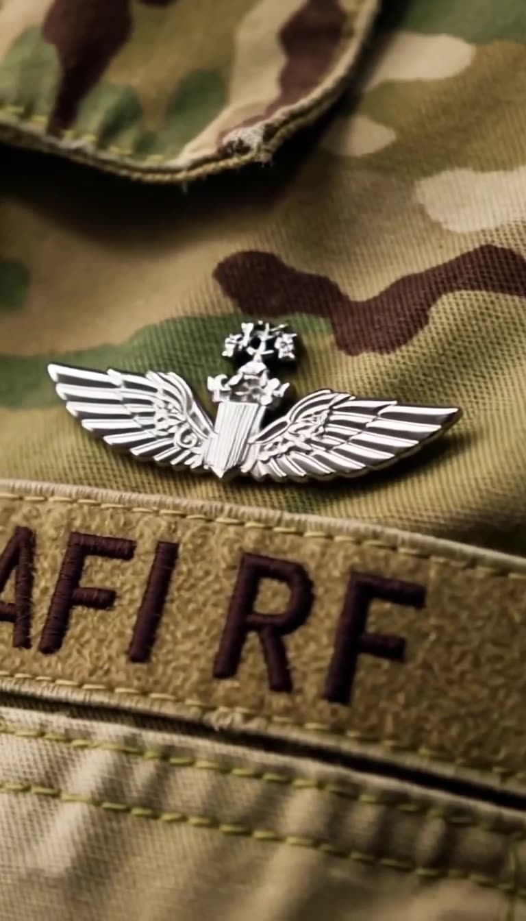 Closeup of Maya's elite wings insignia