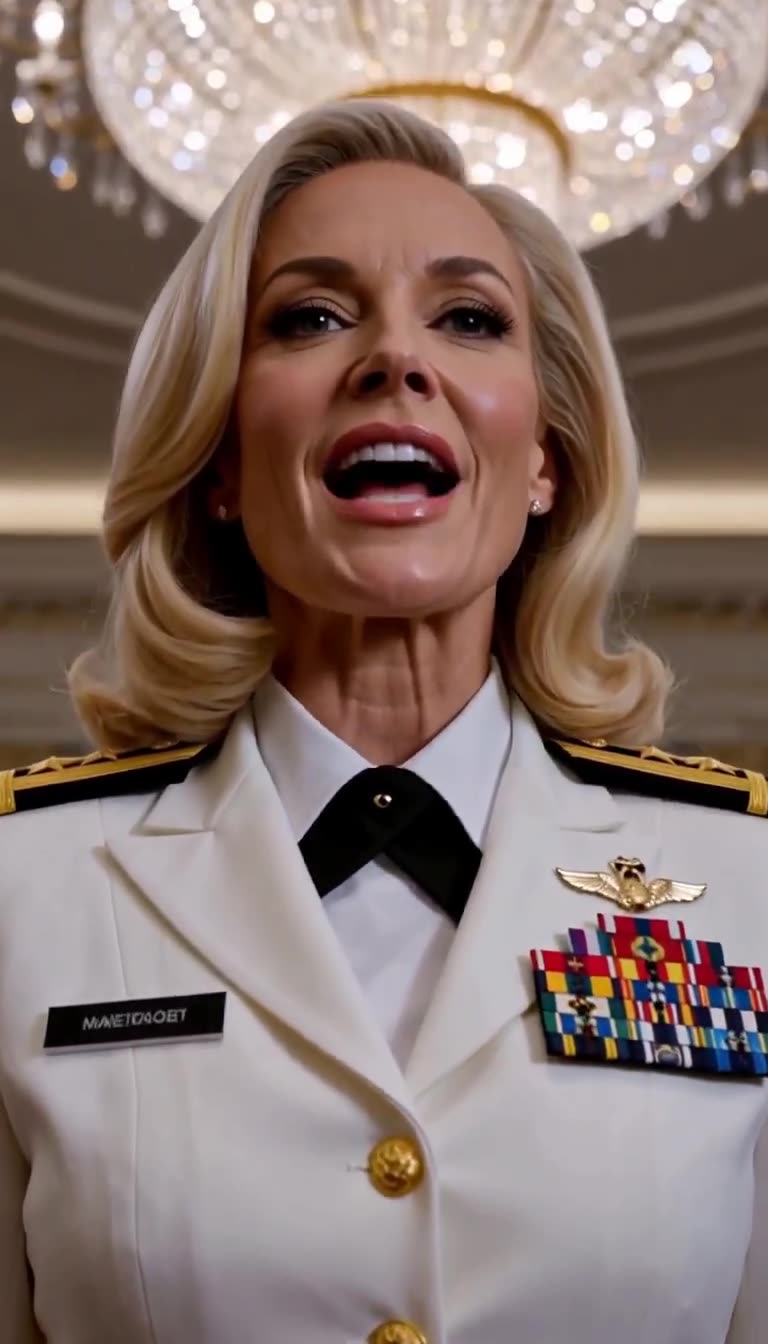 Admiral Katherine delivering cold commanding declaration
