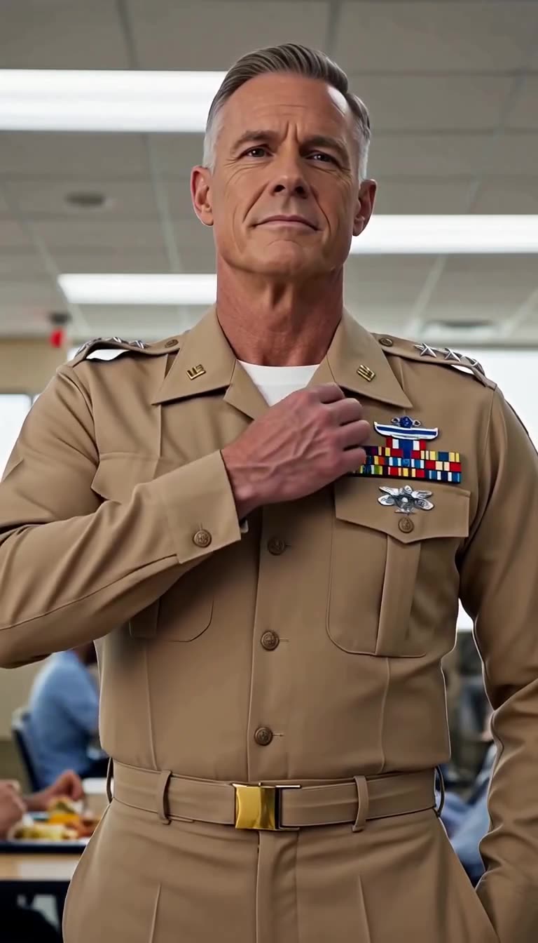 Arrogant Major Sterling adjusting decorated uniform