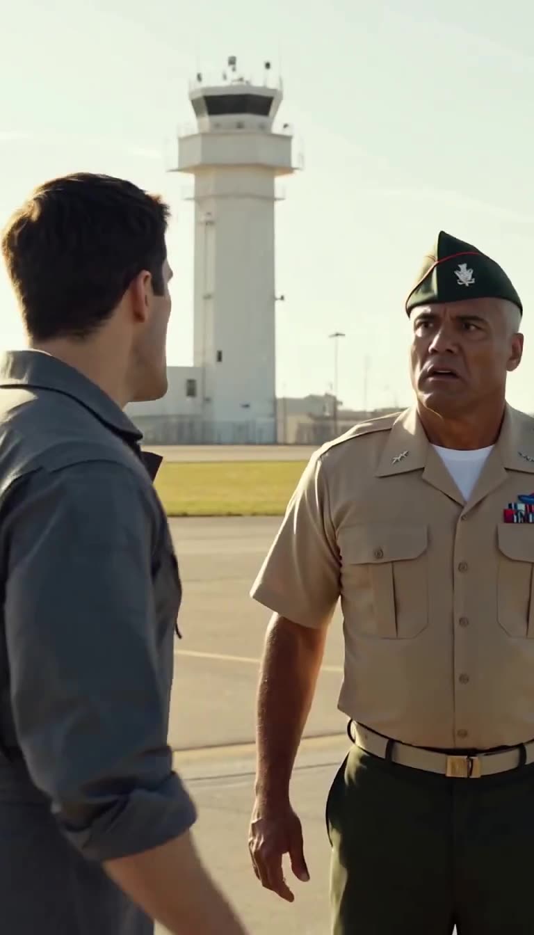 Tyler confronting Colonel Henshaw near control tower