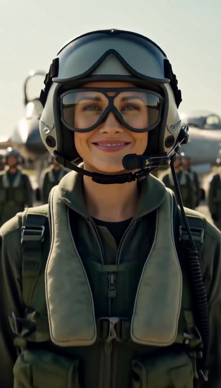 Captain Renee Carter smiling confidently in flight helmet