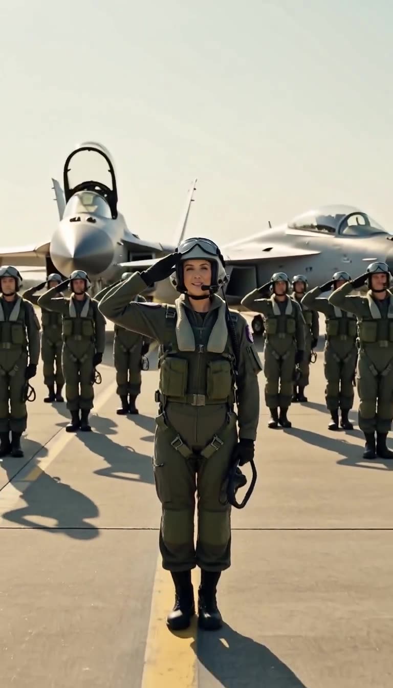 Captain Carter saluted by squadron before fighter jets