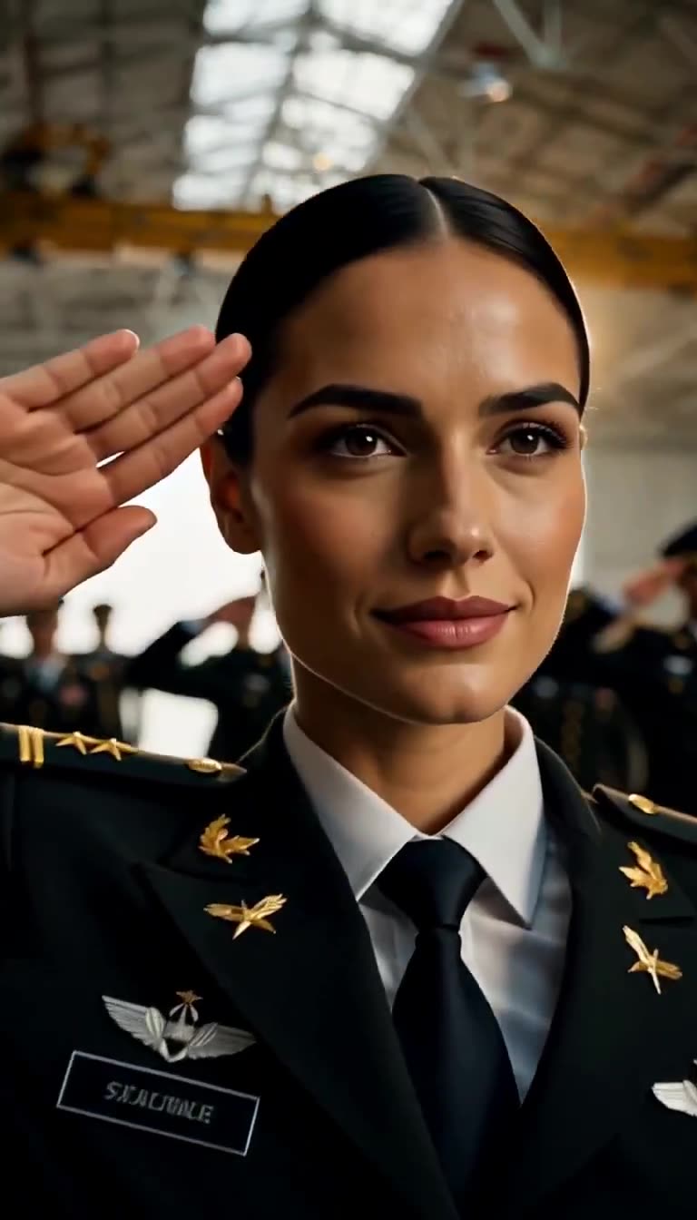 Major Morgan returning salute with confident smile