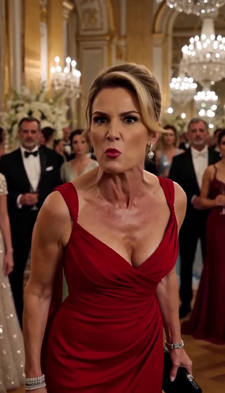 Furious Victoria in red shouts accusation before stunned guests