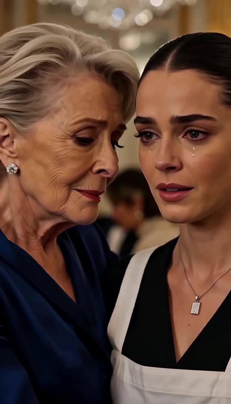 Eleanor embraces tearful Elena in golden ballroom