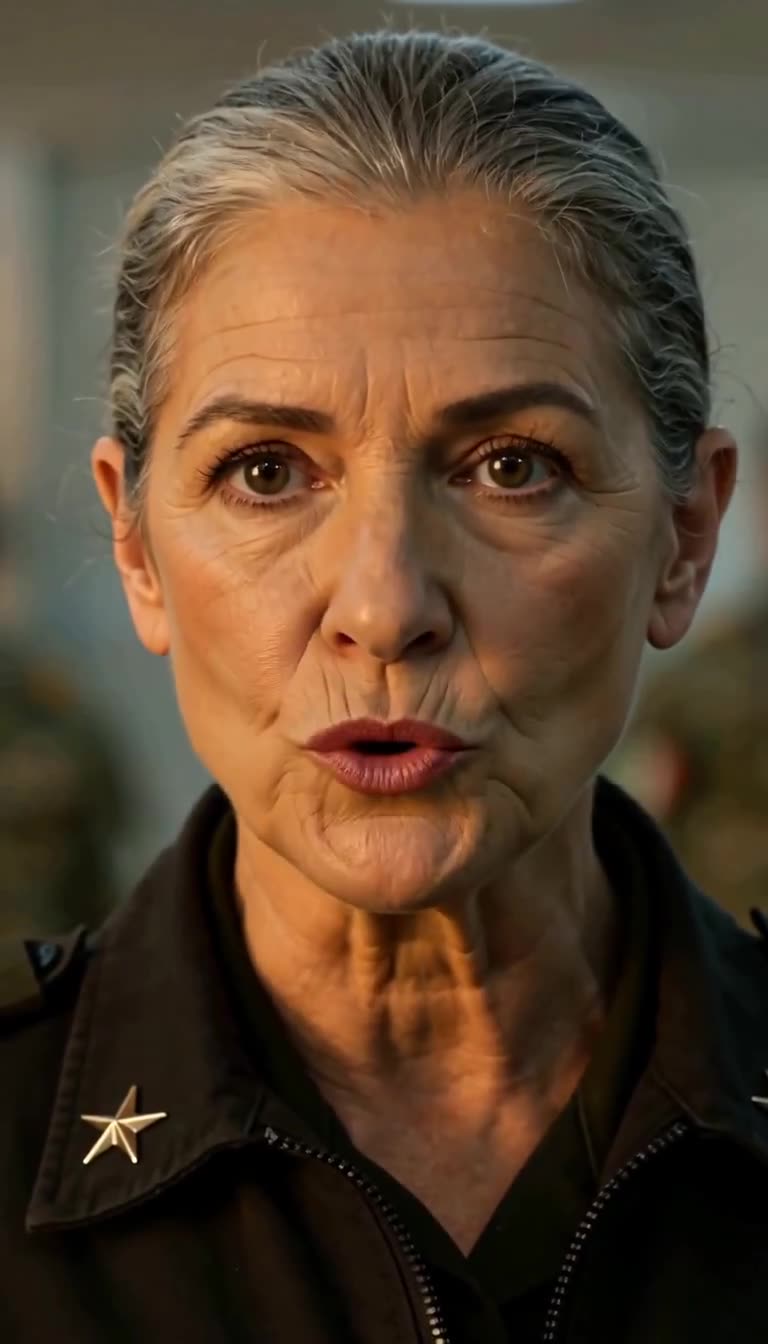 Colonel Sarah stares down with steel-eyed calm warning