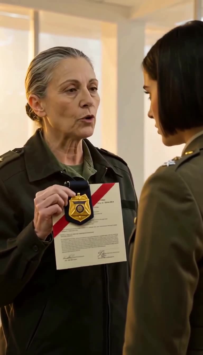 Sarah reveals gold badge and red-sealed Pentagon document