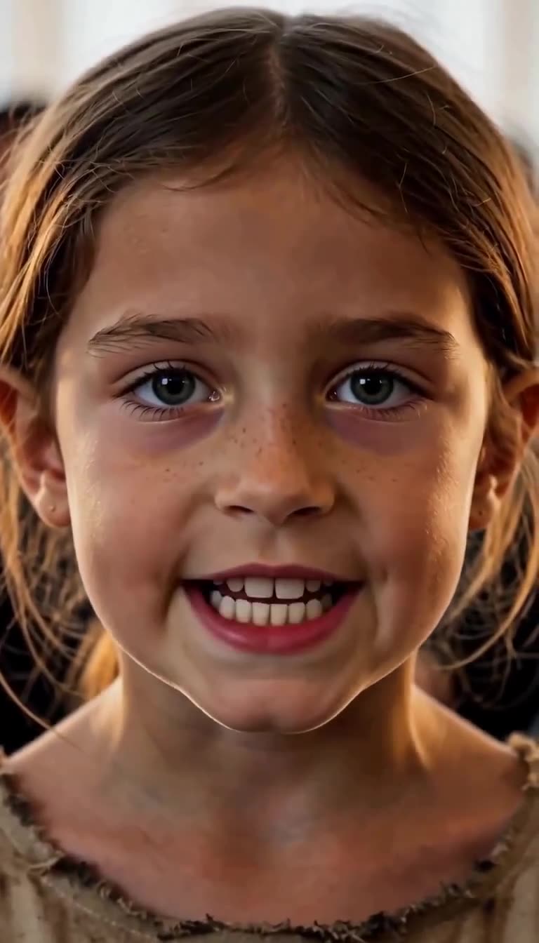Gros plan du regard triomphant et souriant de la fillette