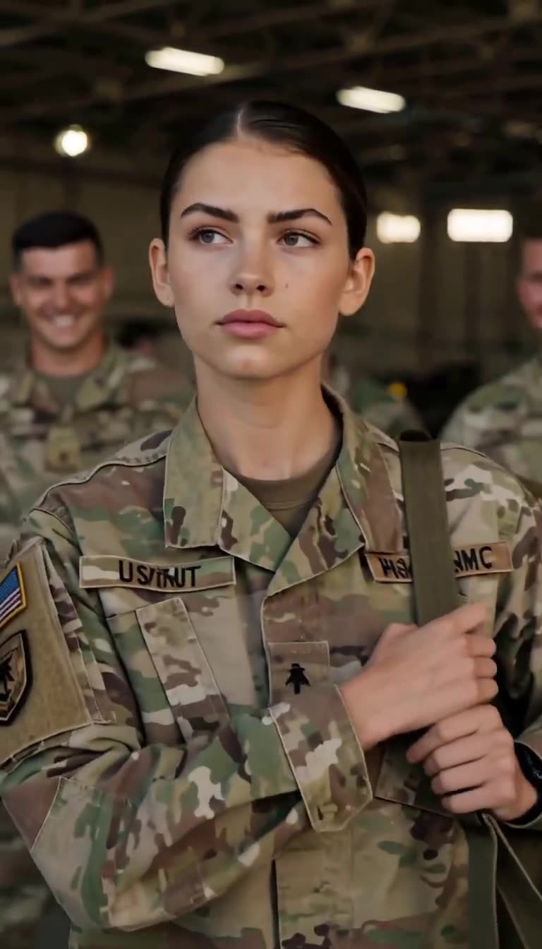 A close-up portrait of Specialist Sarah Martinez maintaining intense focus and composure.