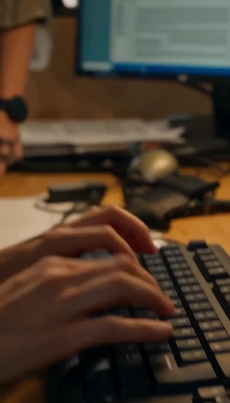 Intake officer typing the specialist's identification into the military database