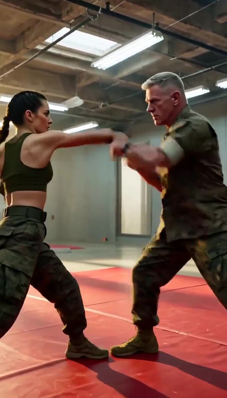 Close combat exchange as rookie counters heavy strike with agile blocking