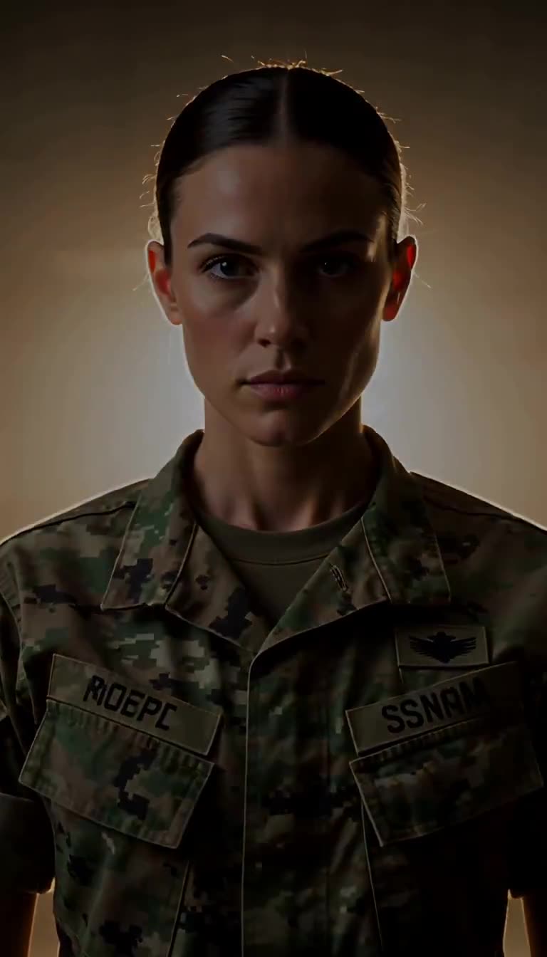Shadows envelop Claire's focused face as the arena lighting dims into darkness