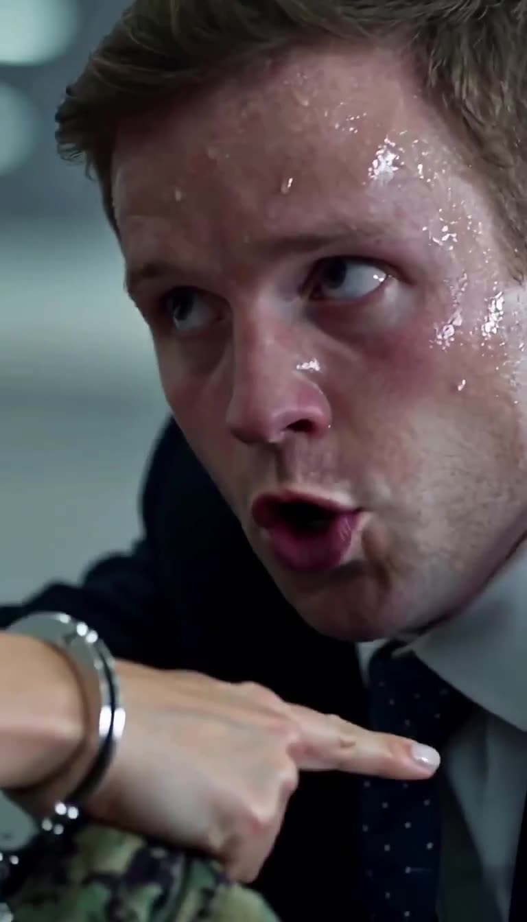The visibly distressed defense attorney sweating profusely while pointing toward the defense table.