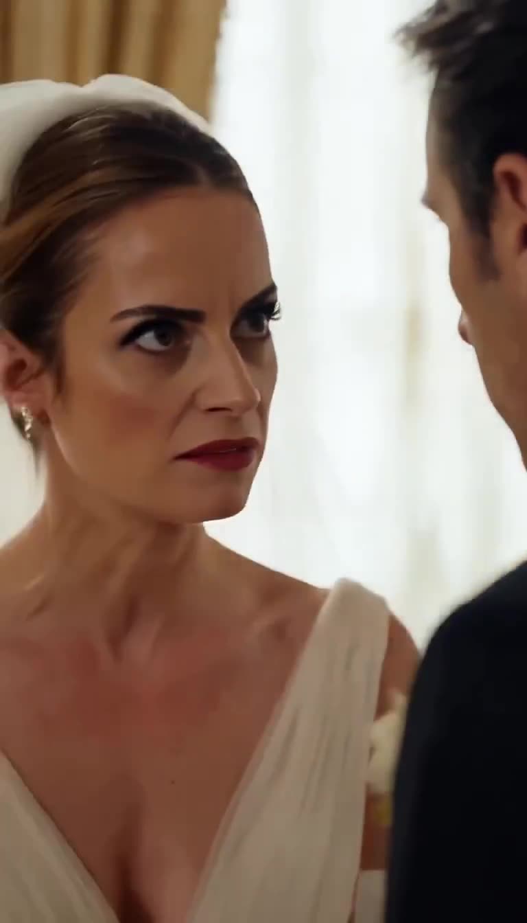 Claire la mariée observant son fiancé avec méfiance et colère