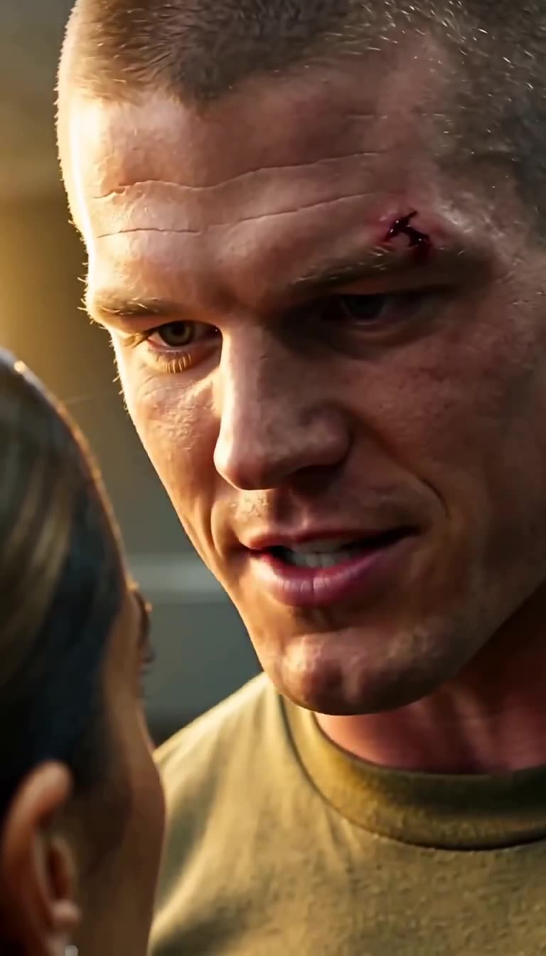 Close-up of Mercer taunting Sergeant Cole on the combat mat