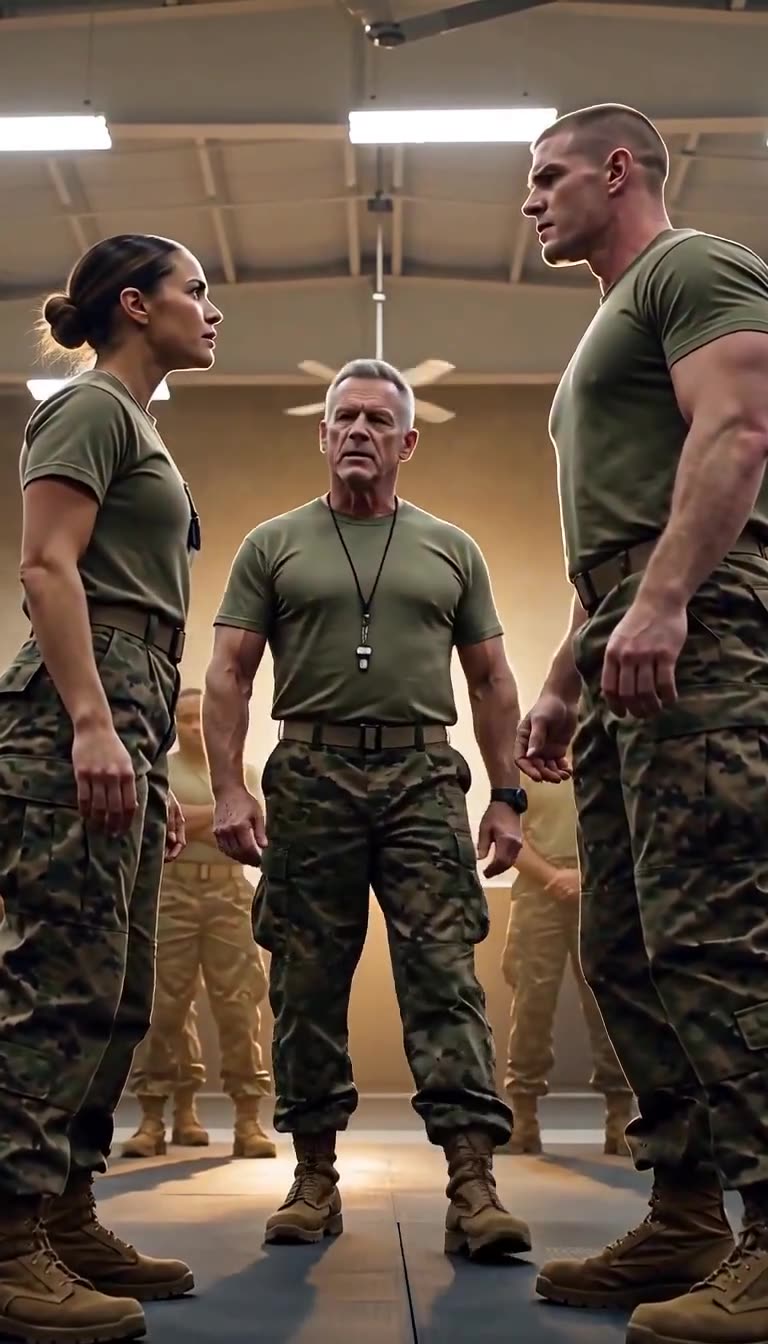 Gunny steps between Cole and Mercer as tension mounts across the training mat