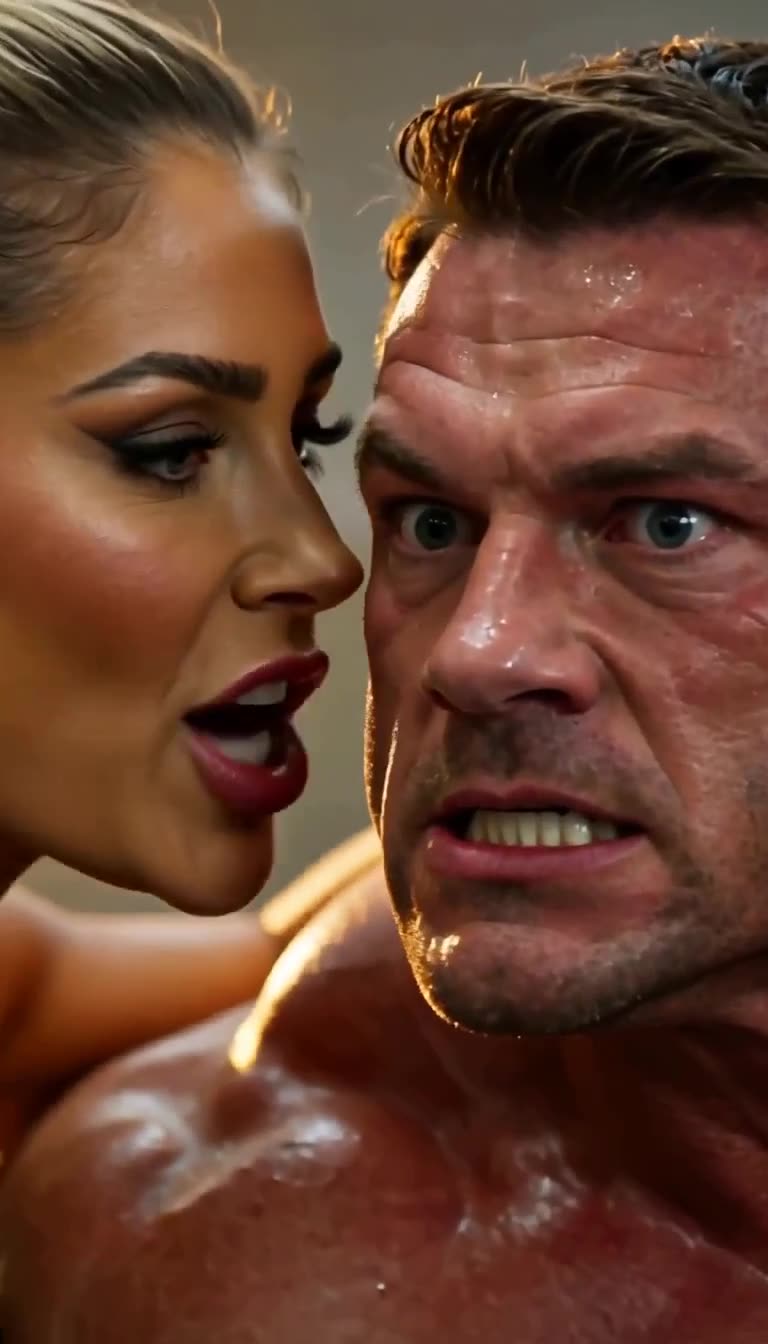 The female soldier whispers sharply into the ear of the stunned, sweat-drenched heavyweight opponent.