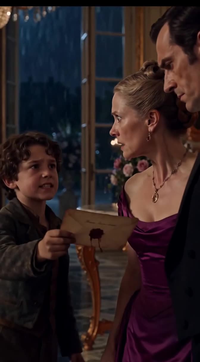 The boy presents a sealed letter while warning Isabelle about her fiancé