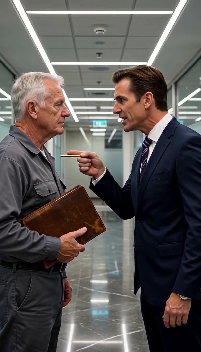 Darren Cole aggressively confronts Caleb Vance, shouting orders in an office corridor