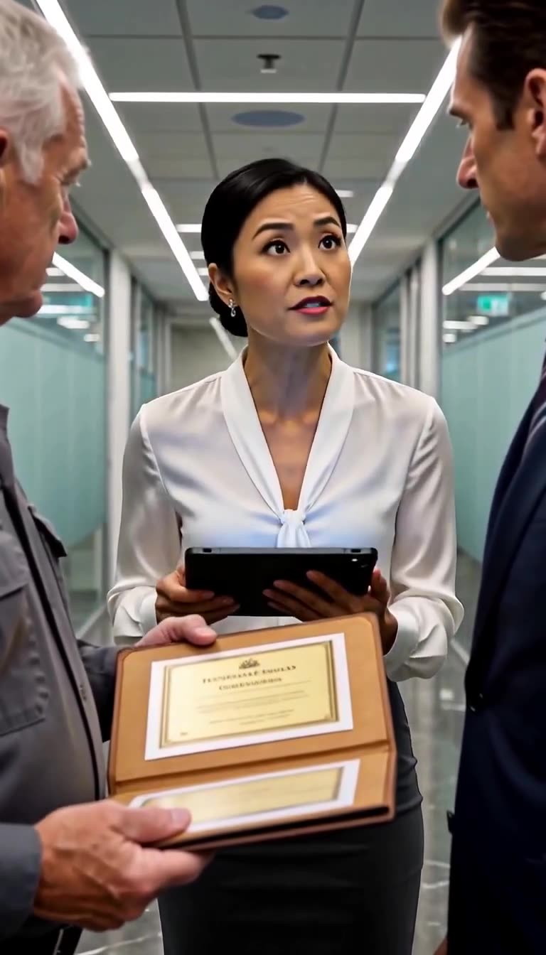 Rebecca Lin speaks urgently to Darren Cole, warning him of the technician's federal authority.