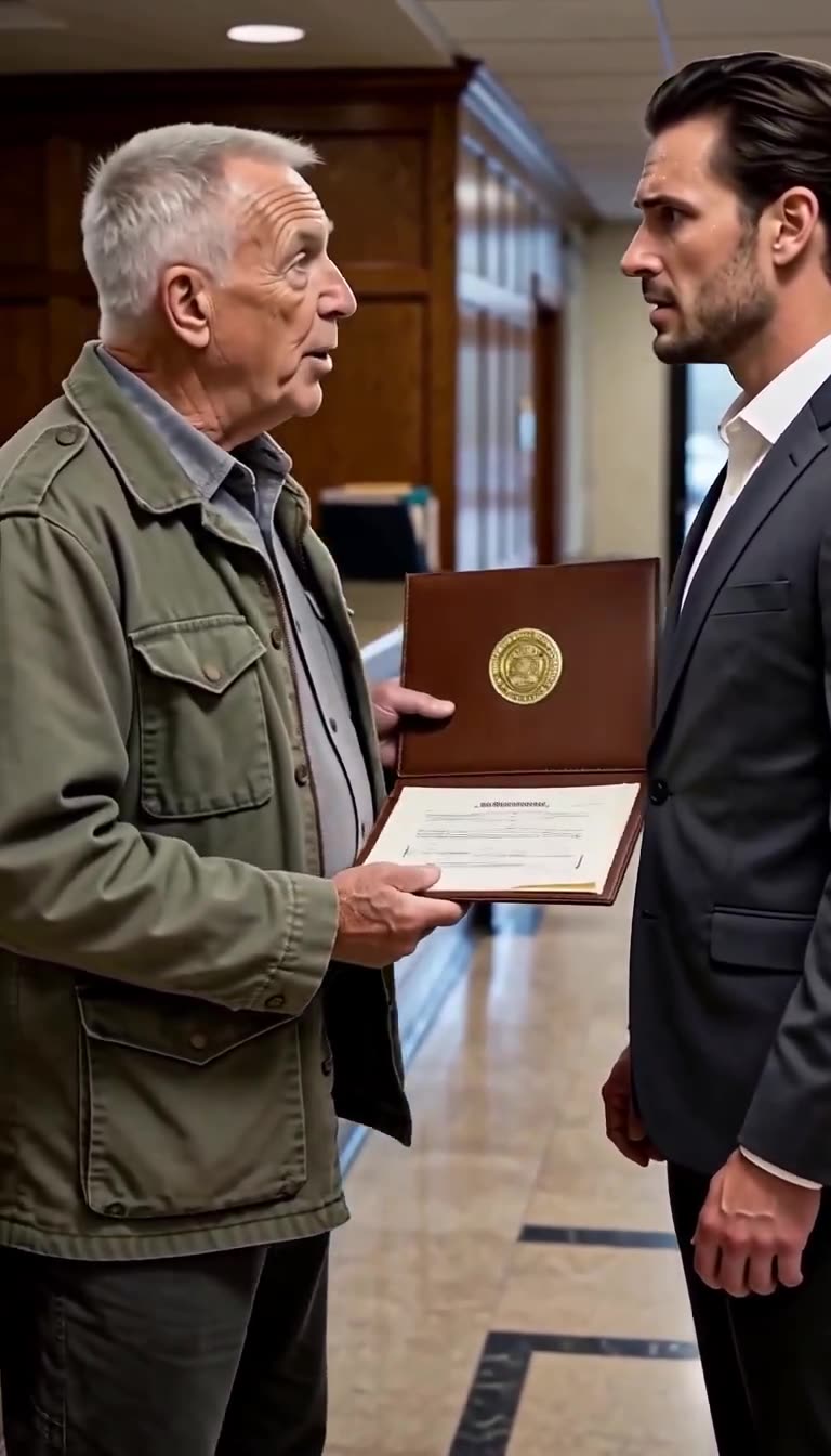 Arthur Pendelton sternly confronts the sweating county supervisor after revealing his executive badge.
