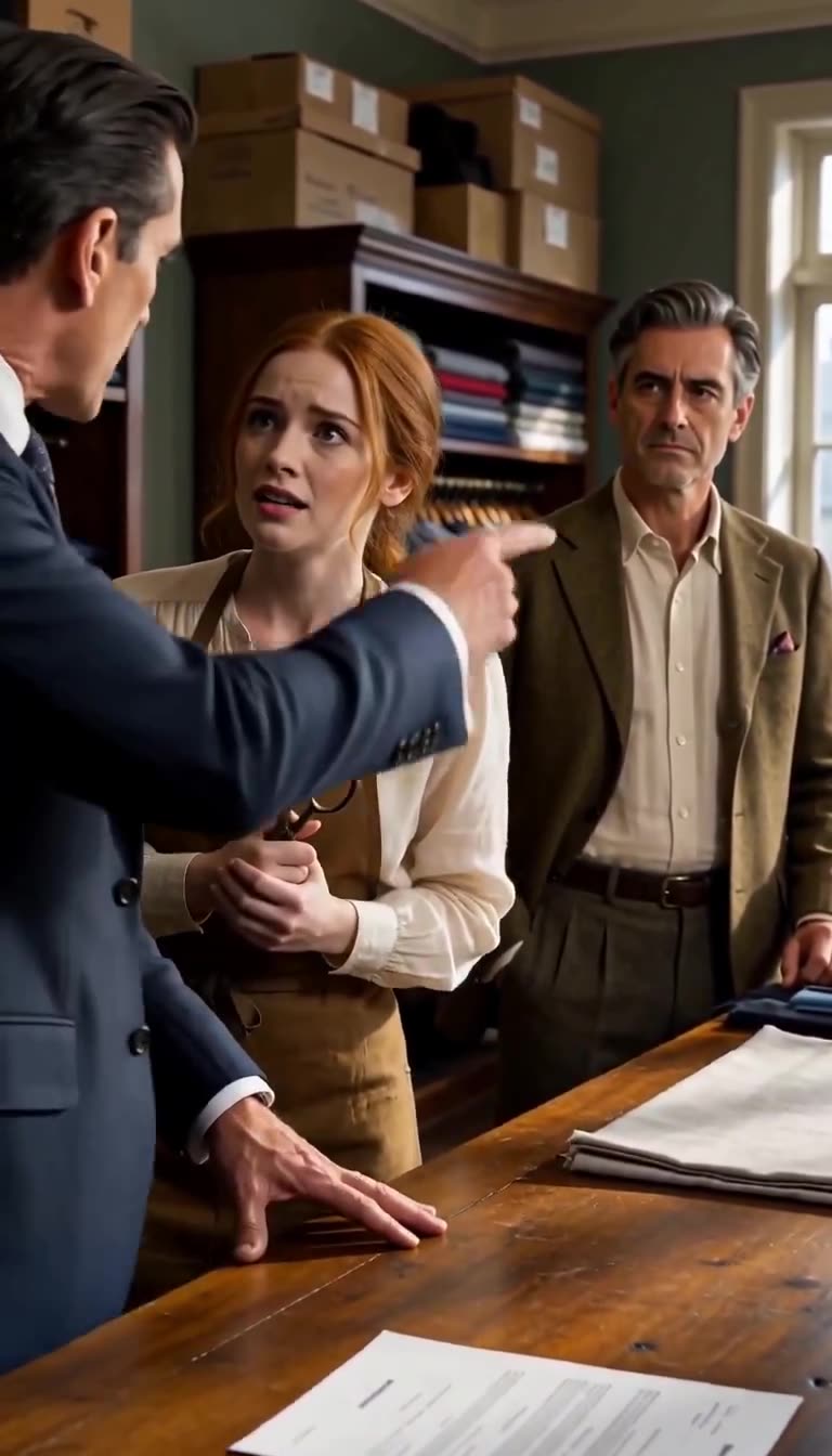 Julian points dismissively toward Arthur Vance, unaware of the quiet customer's true authority