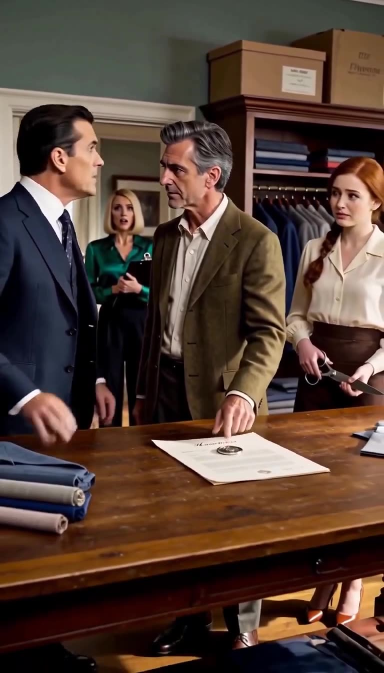 The older patron confronts the stunned investor across the table as an assistant gasps in the background.