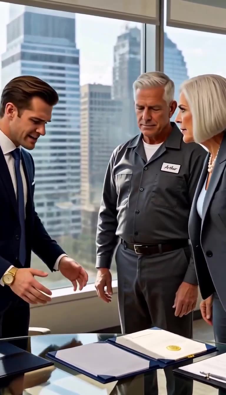 The young executive gestures in utter shock as the senior woman and the calm worker inspect the revealed document.