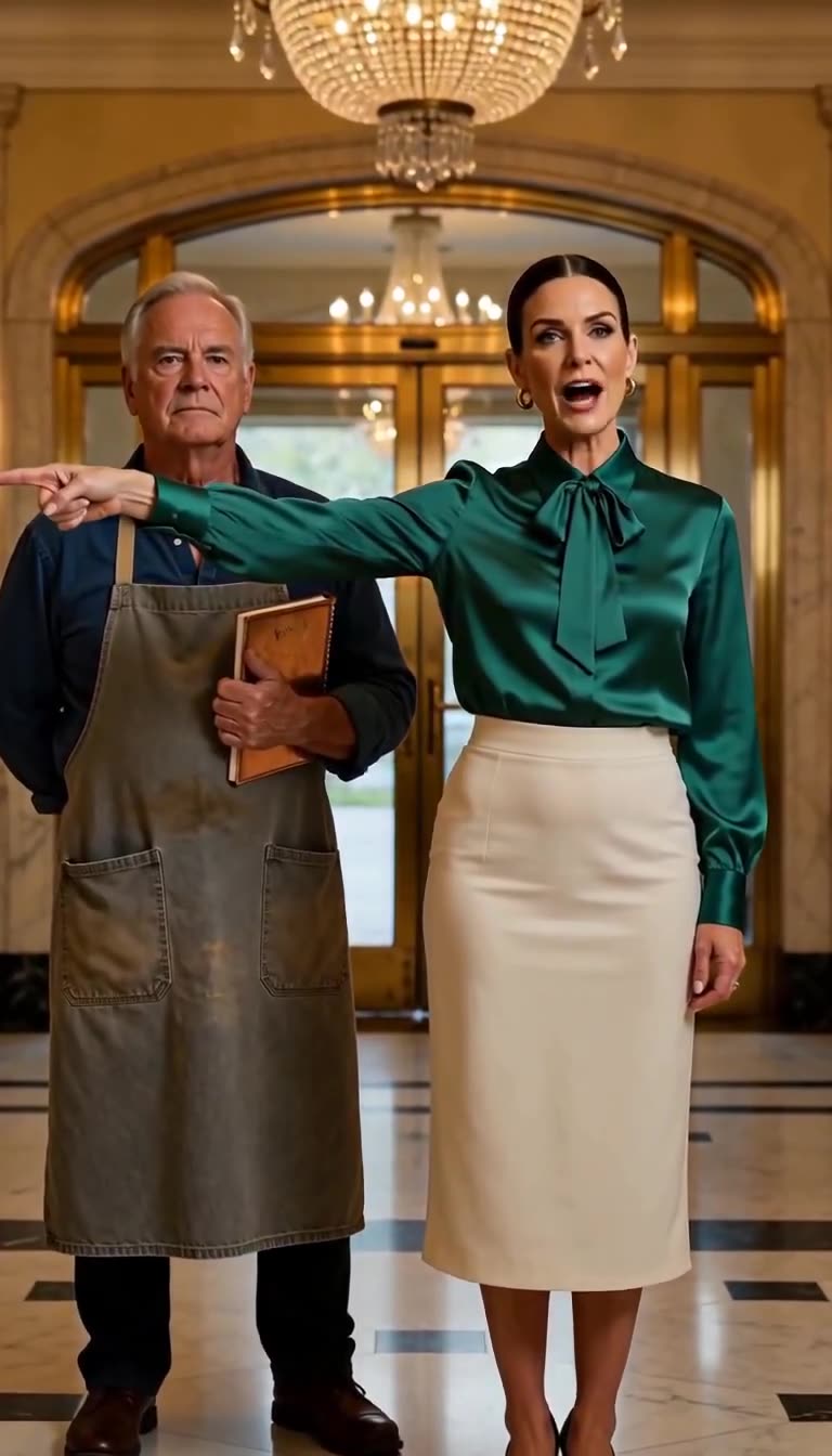 Brenda scolds the calm dishwasher Arthur Vance as classical music plays softly in the background