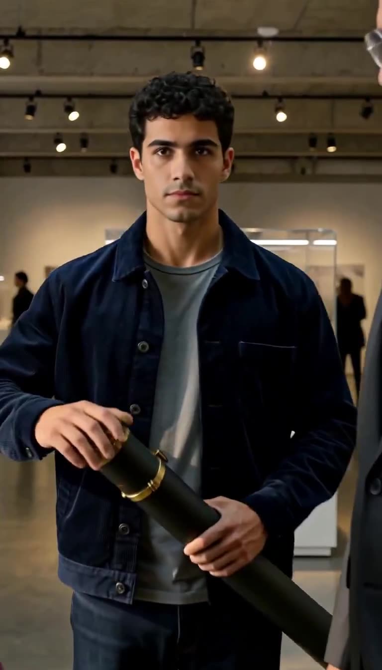 Mateo Cruz firmly grips his black drafting tube and begins unlatching the cap.