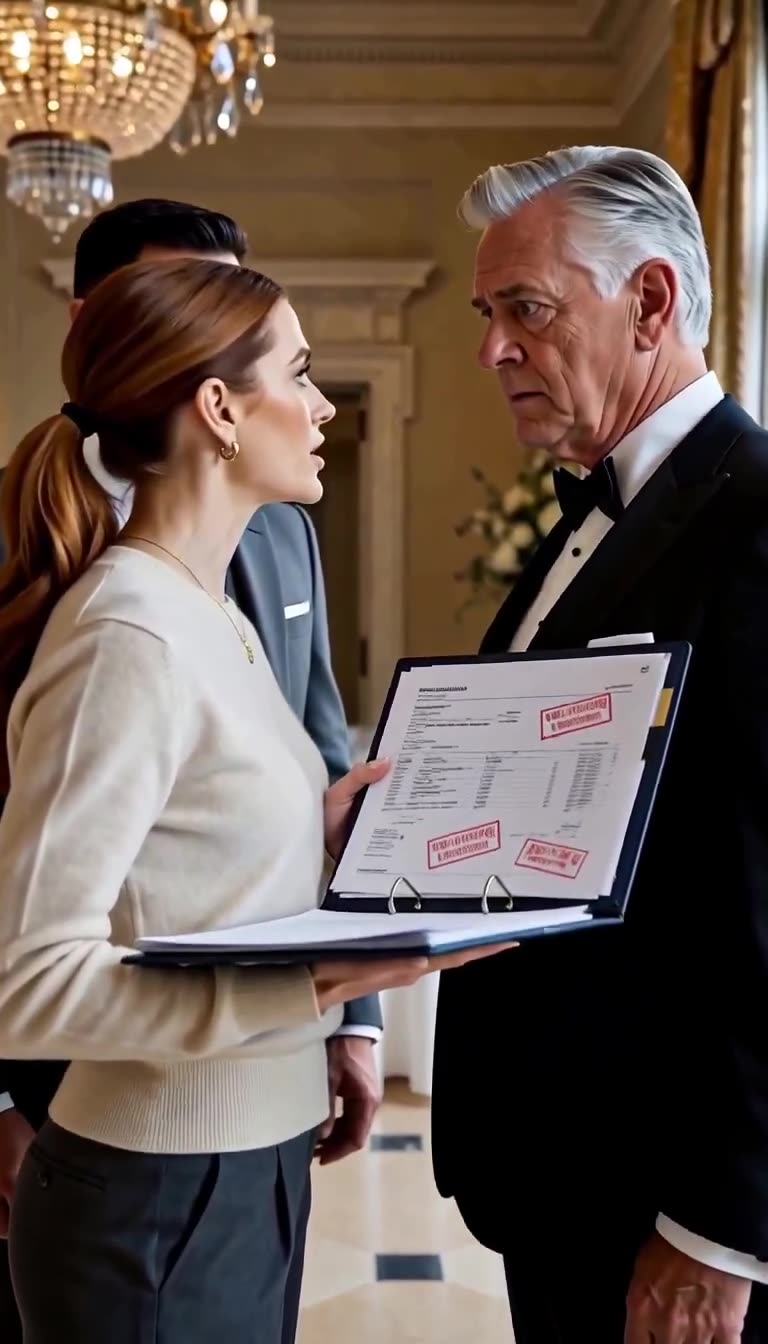 Hannah Cole reveals stamped transaction records to a stunned Donald Vance