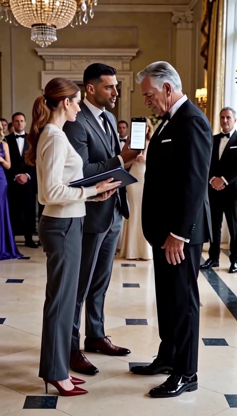 Raymond Cross displays a corporate account freeze notice on his phone to a defeated Donald Vance.