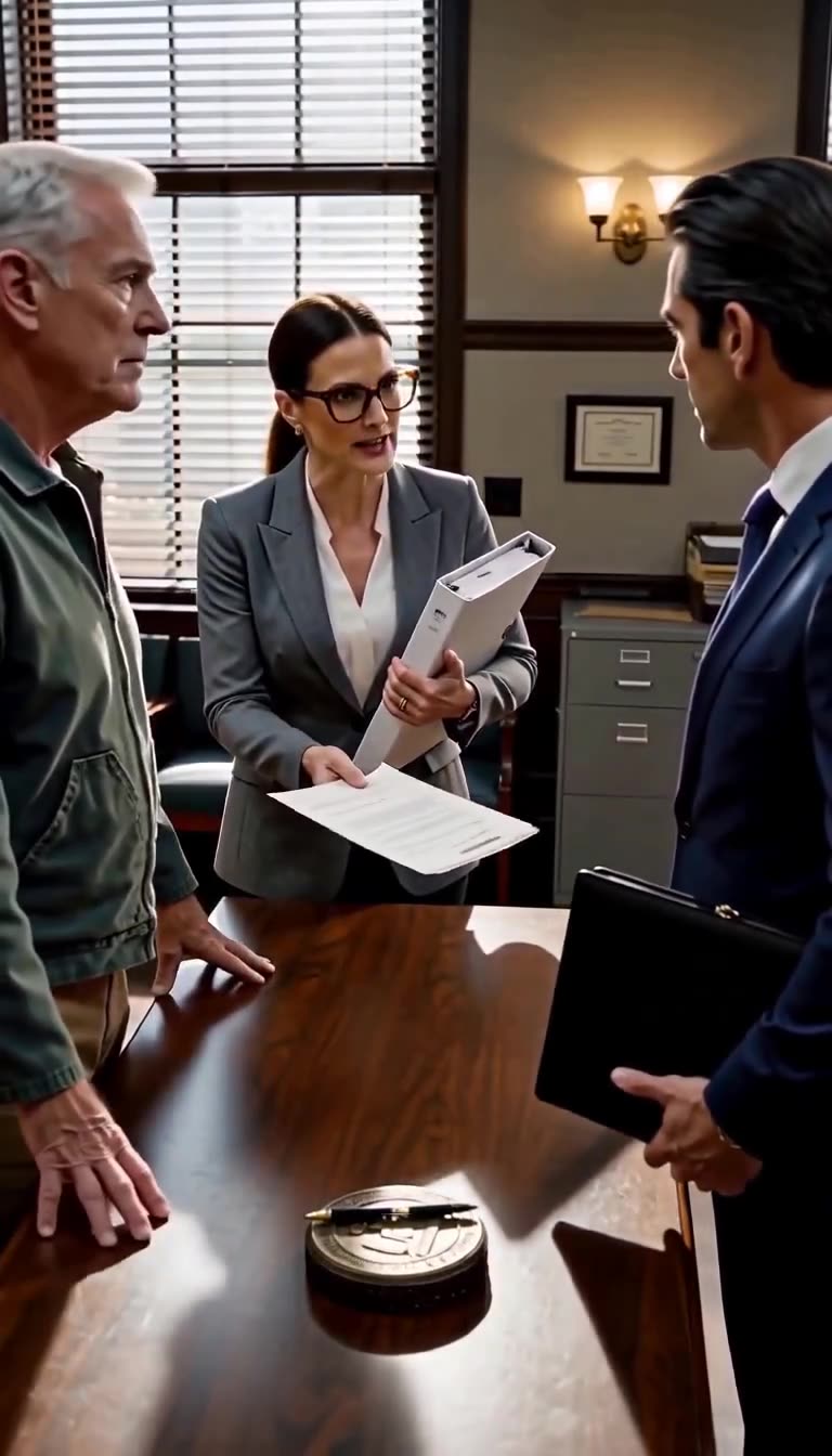 Evelyn Cross serves the signed termination notice to a defeated Julian Sterling.