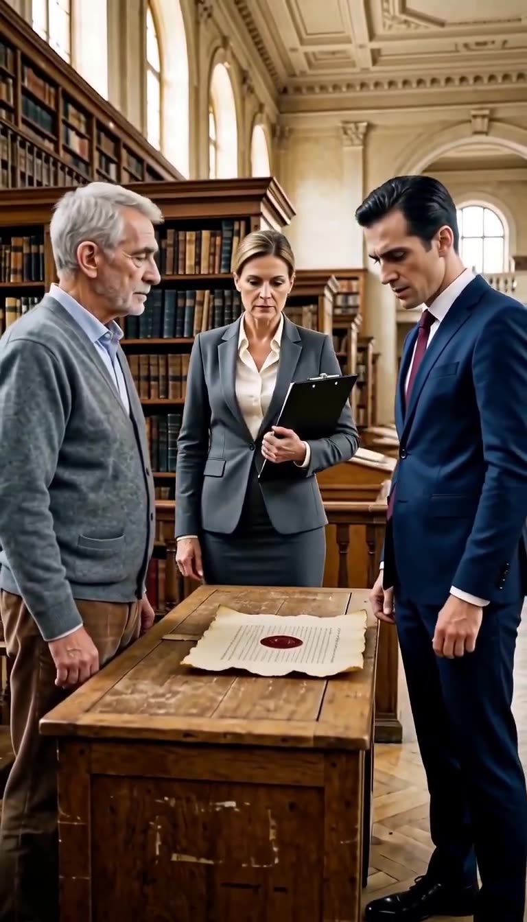 L'inspectrice ministérielle s'arrête devant le bureau pour examiner le document controversé.