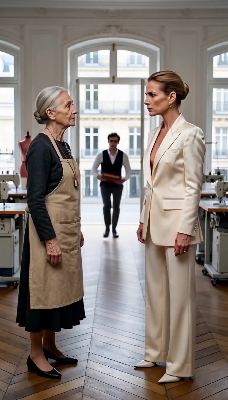 Un assistant s'avance au fond de l'atelier en portant un registre confidentiel.