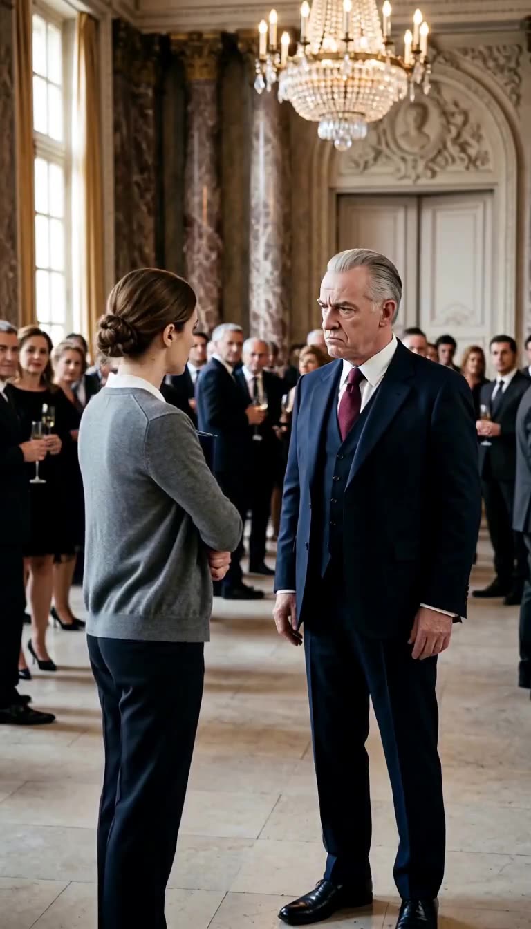 Le directeur Roche s'assombrit face au sang-froid de son interlocutrice devant les convives.