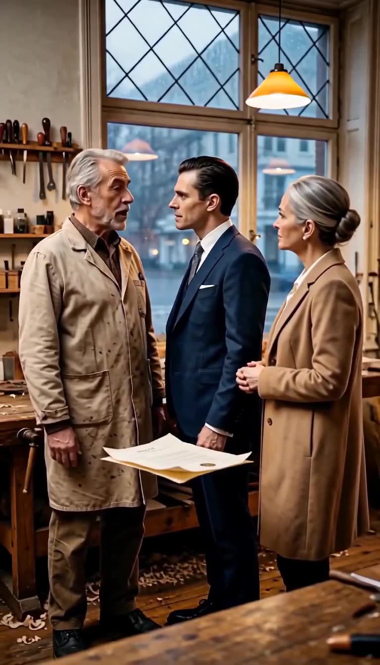 Julian confronts master craftsman Arthur with formal eviction papers
