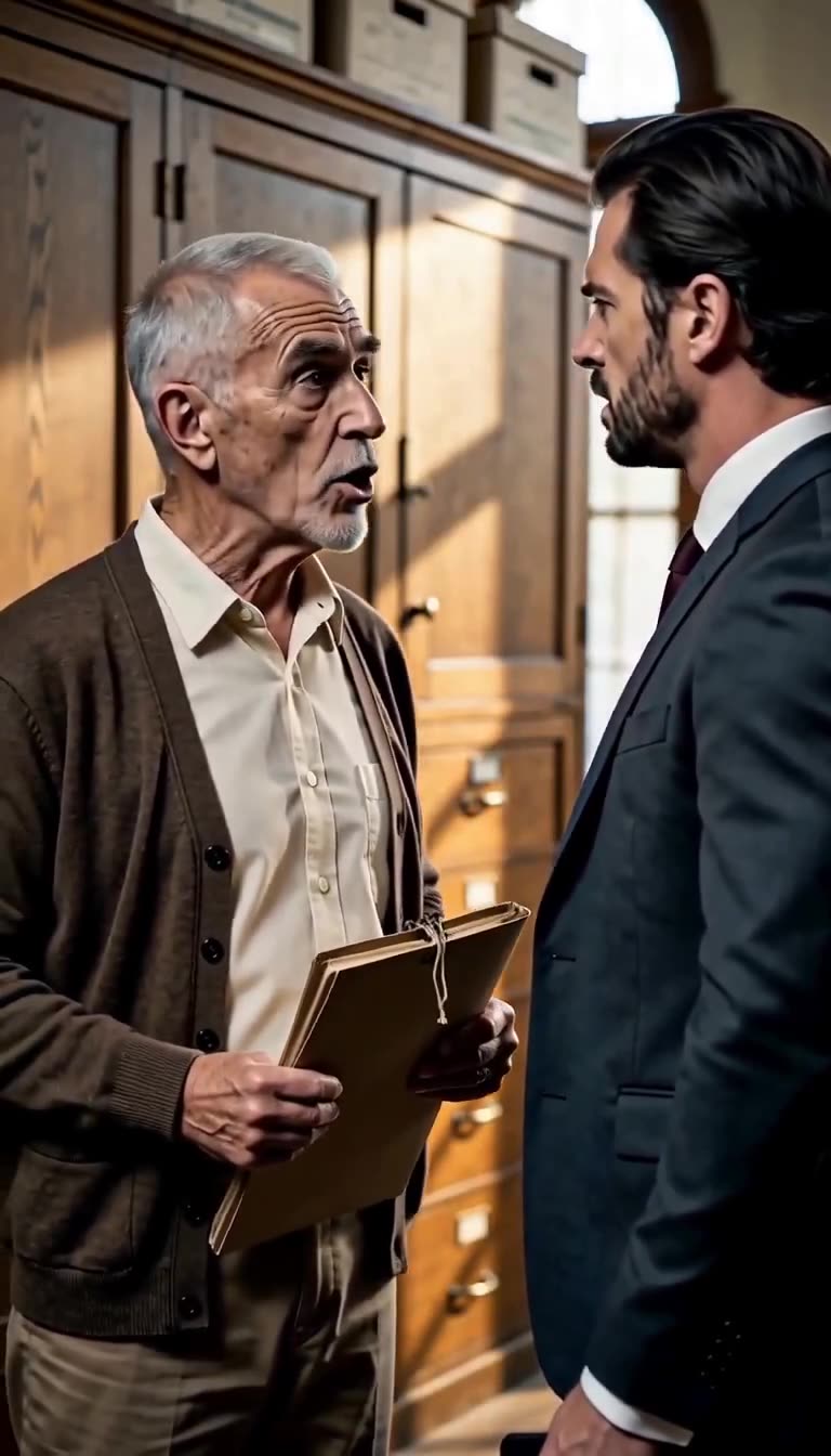 Walter firmly delivers his sunset ultimatum to Julian, who listens in pale, frozen shock.