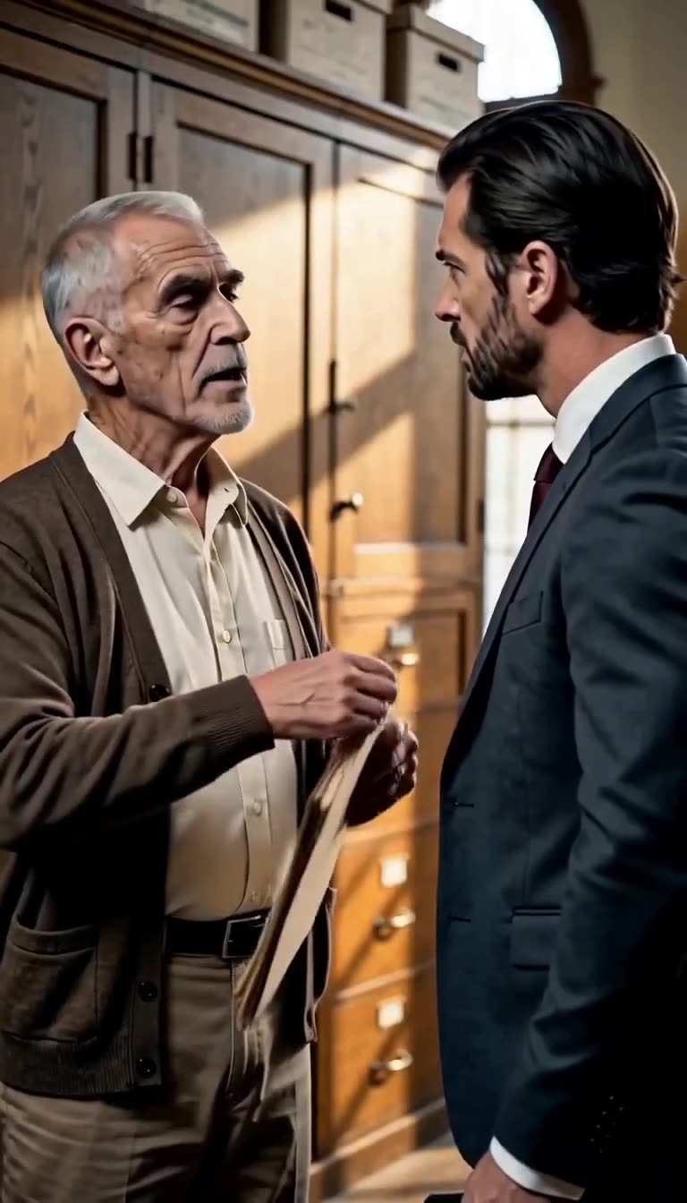 The elderly clerk looks directly at the stunned developer after revealing the binding covenant.