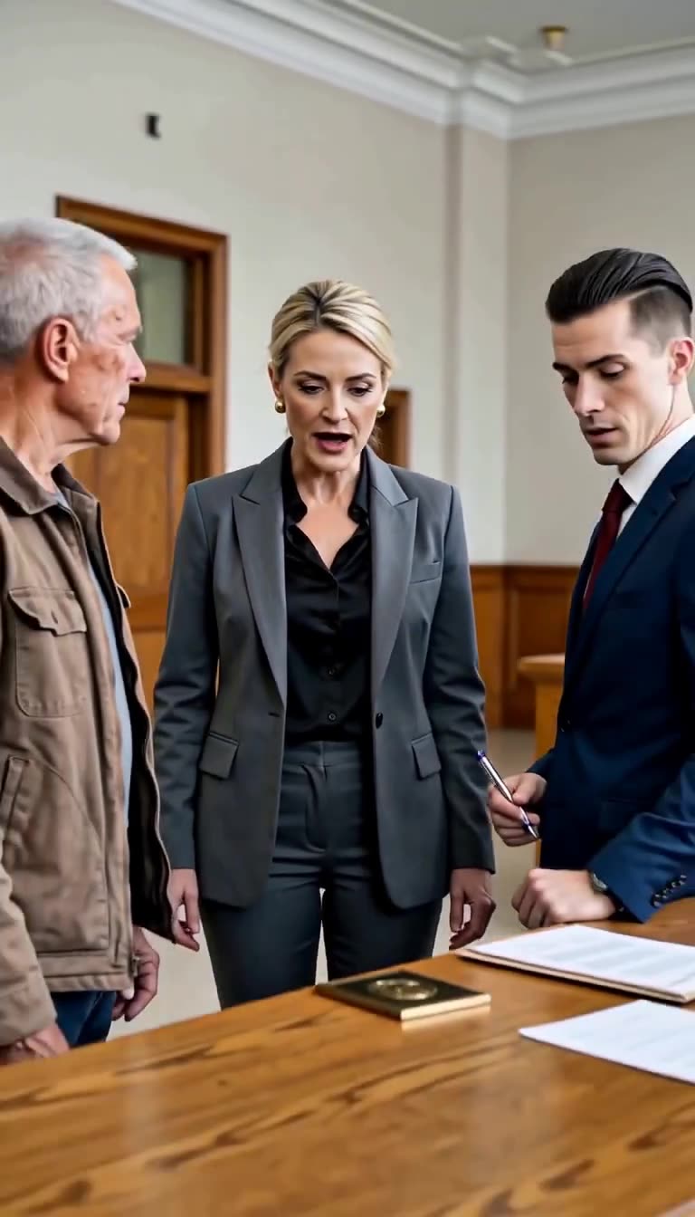 A stunned records director in a grey suit freezes in disbelief alongside her intimidated intake supervisor.