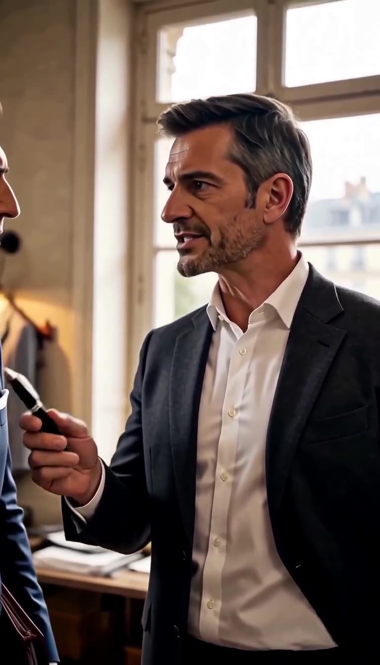 Gros plan sur l'investisseur prononçant des paroles décisives avec une autorité froide.