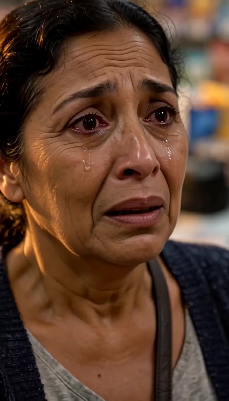 Tears stream down the emotional mother's face as recognition dawns