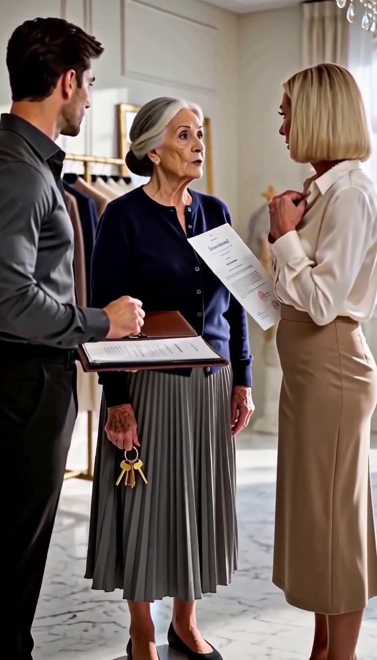 The older matriarch confronts the boutique owner with legal papers in hand