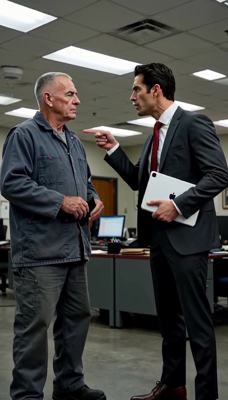 The young director leans in while ordering the quiet maintenance worker out