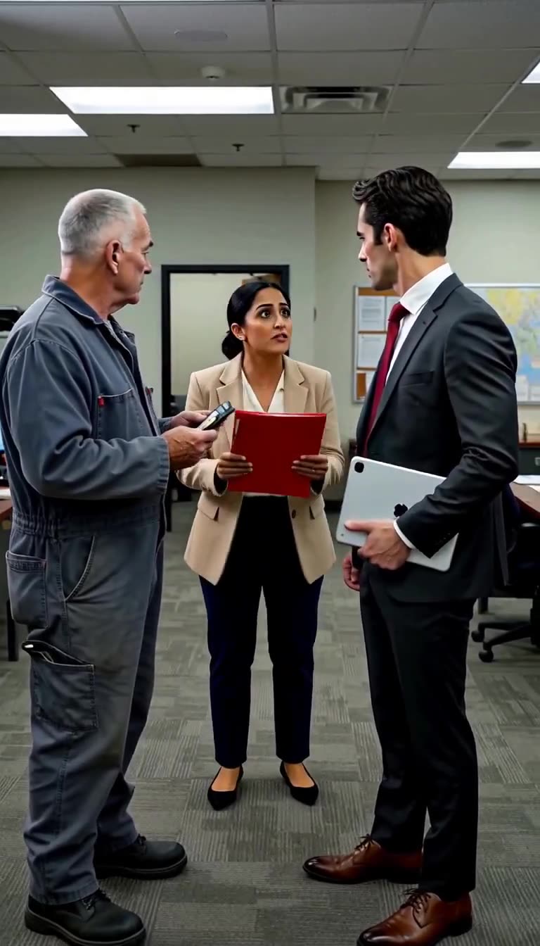 A records supervisor rushes between Thorne and Vance holding an urgent red file folder