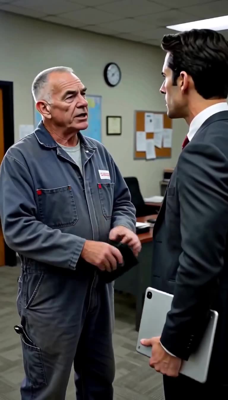 Undercover Commissioner Vance confronts the stunned branch director while holding his official leather credentials