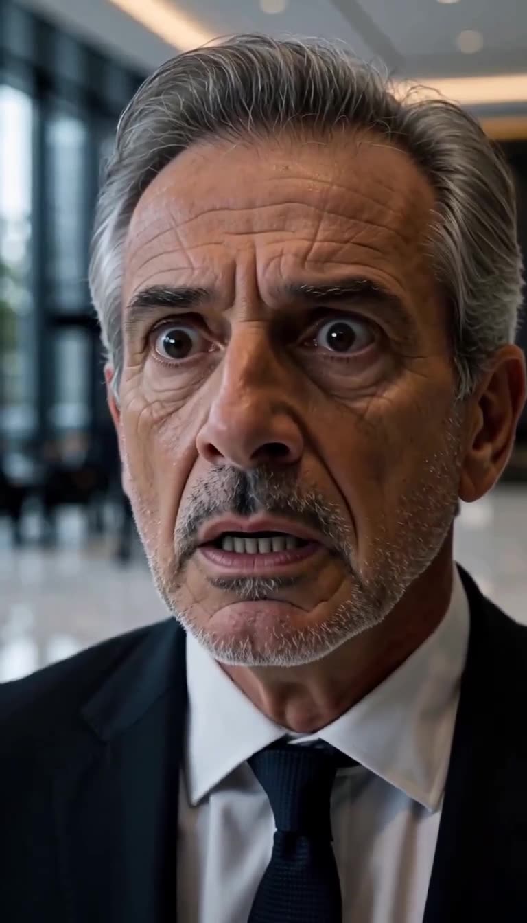 An older senior director staring in total shock and disbelief with wide eyes