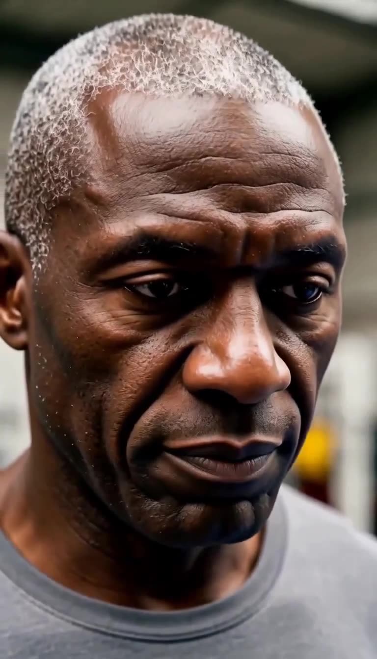 Le regard impassible et déterminé du mystérieux mécanicien avant la révélation de son identité.