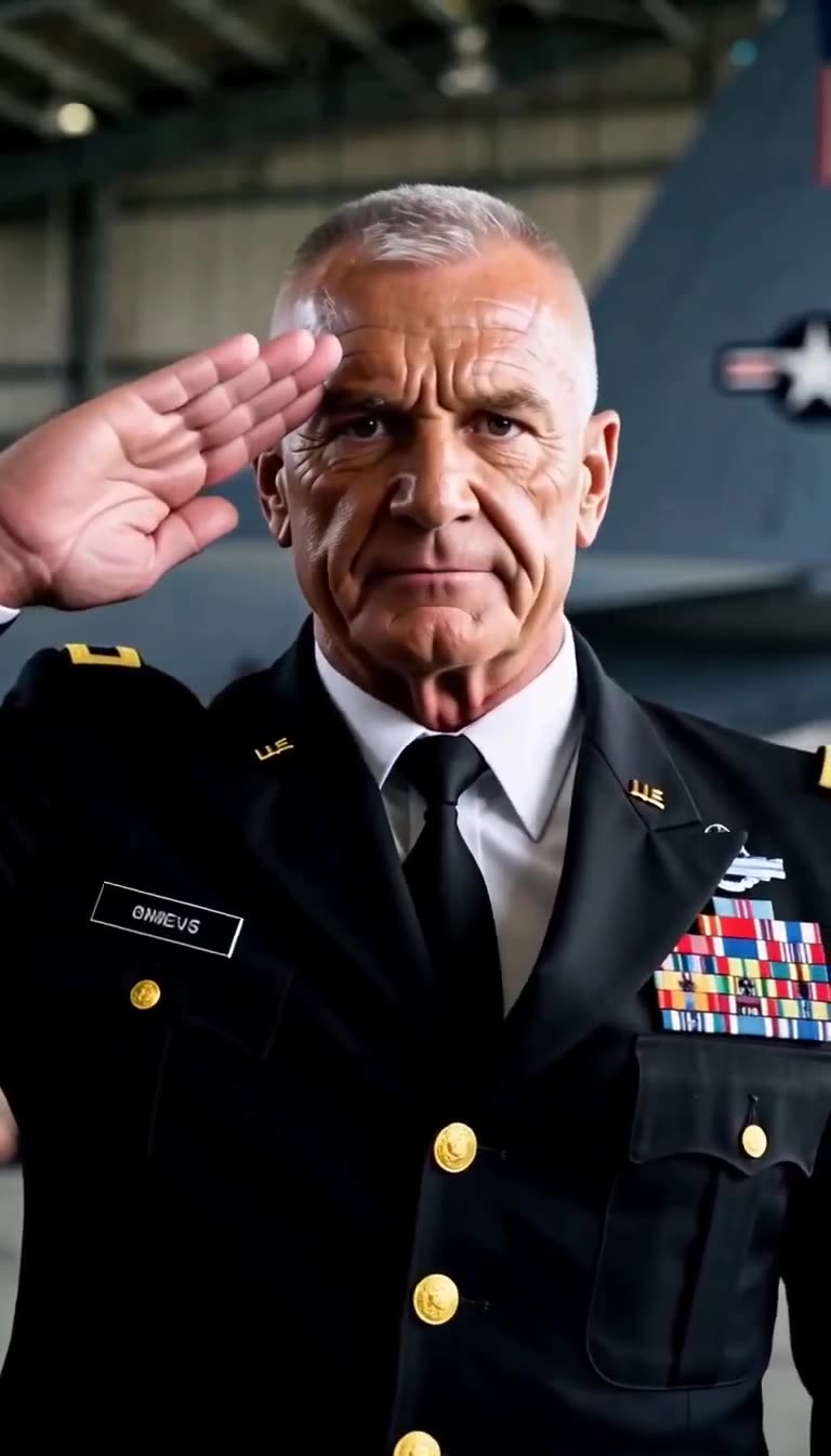 Base Commander Dennis Sterling snaps a formal salute to the legendary combat instructor